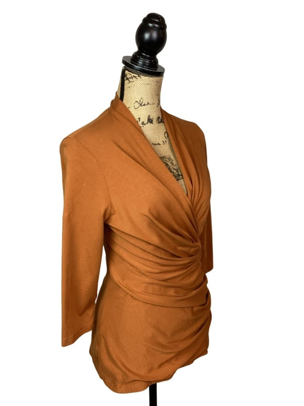Peruvian Connection Pima Cotton Ruched Waist Top Women Medium Butterscotch - Picture 3 of 8